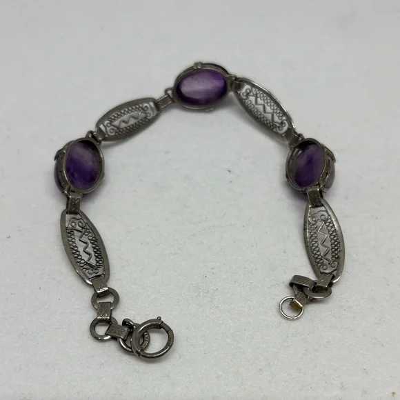 Beautiful Vintage Amethyst and Sterling Bracelet - Picture 7 of 16